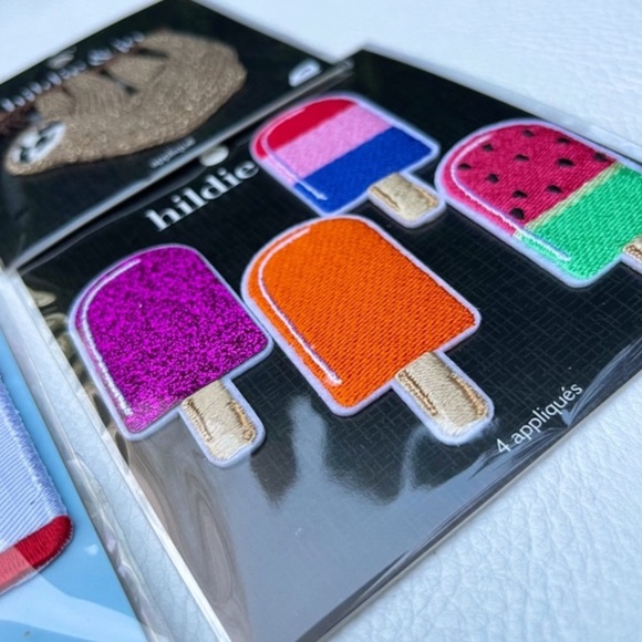 Iron on Patches lot of 8 converse, popsicles, sloth & name tag craft supplies - Picture 4 of 5